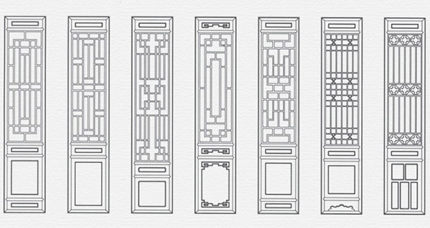 丁青常用中式仿古花窗图案隔断设计图